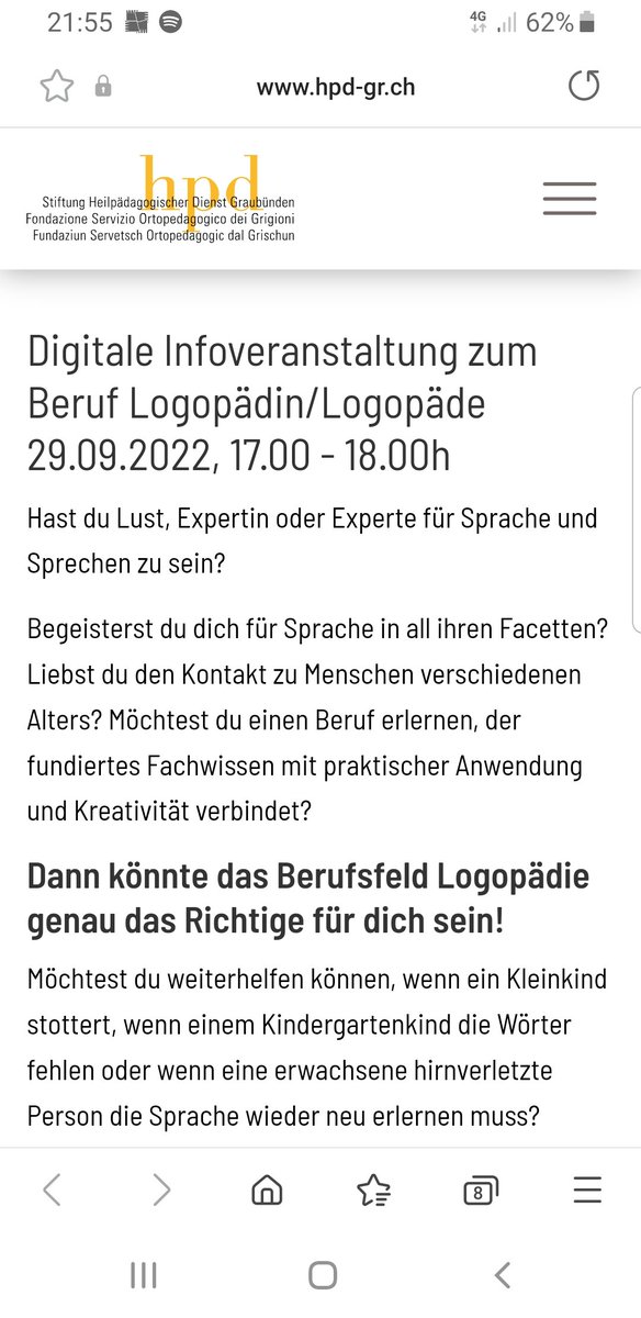 Vielleicht ist #Logopädin/#Logopäde dein Traumberuf? Schau rein: hpd-gr.ch/de/logoveranst…