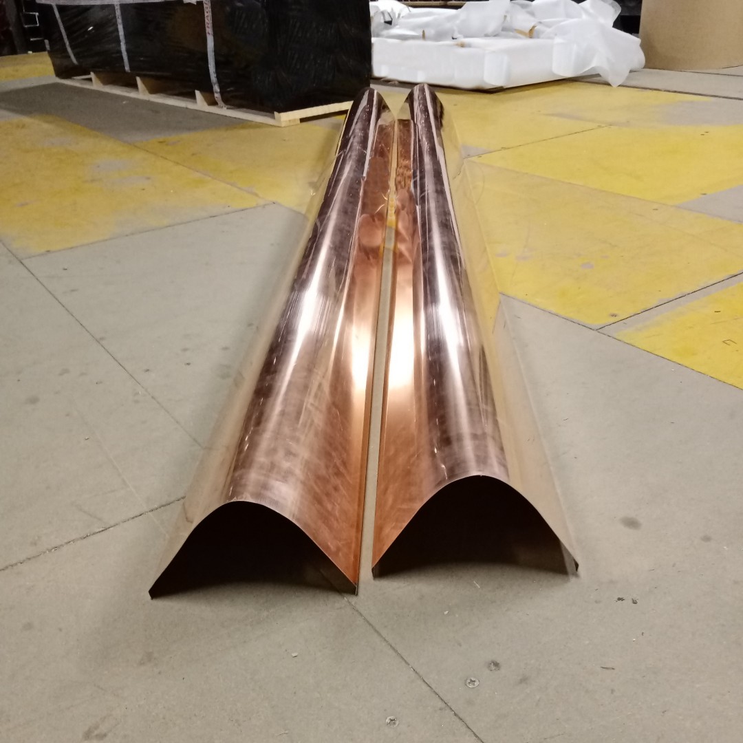These Copper Roof Ridges were made for a customer who wanted some more ridges to go on their roof and match their previous purchased ones! These stop moss growing on your roof, which weakens your roof!

metal-guttering.co.uk/flashings-sills

#copper #copperflashing #bespoke #metalguttering