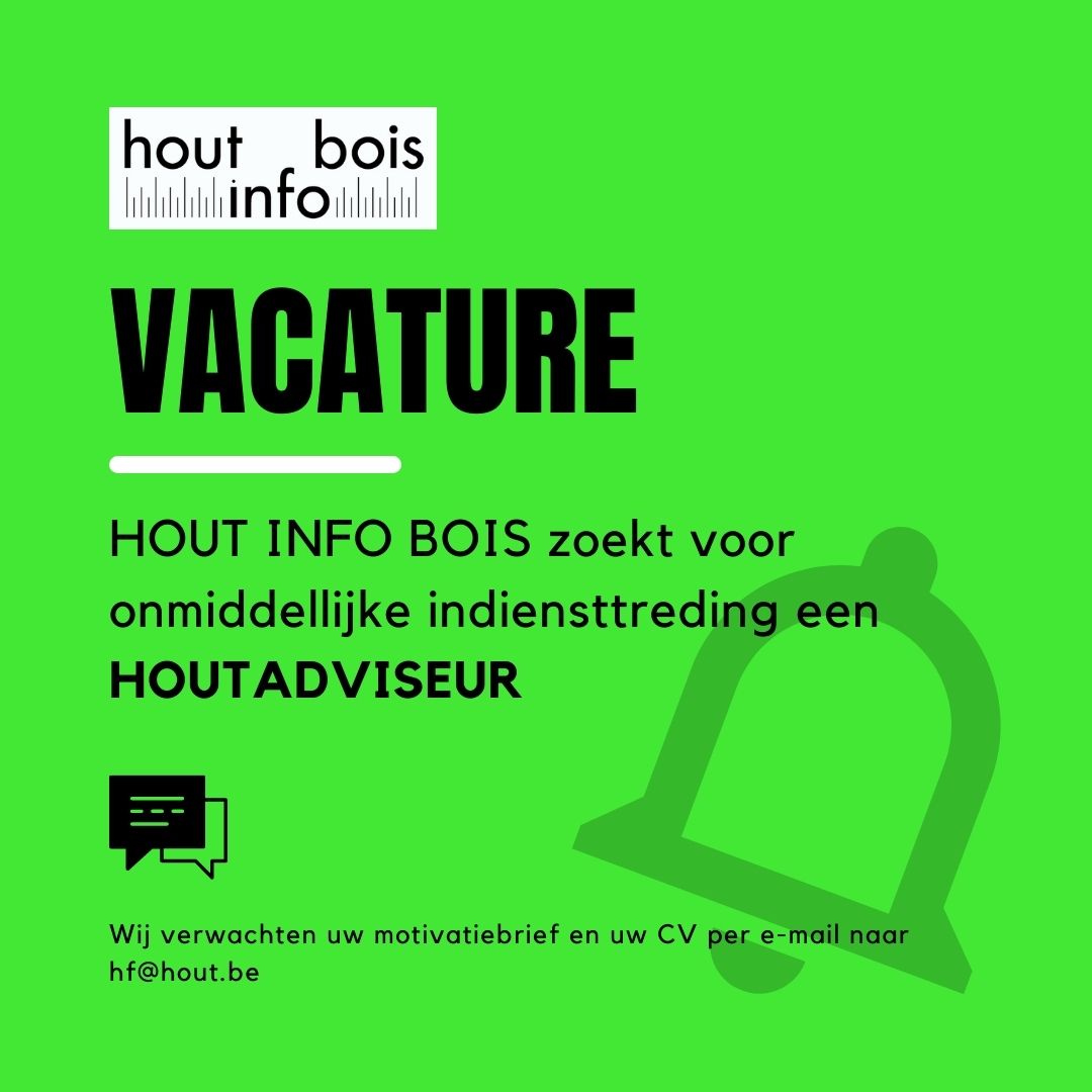 Hout Info Bois, het nationale centrum voor technische inlichtingen over hout, heeft een vacature voor onmiddellijke indiensttreding van een houtadviseur (m-v-x) (contract van onbepaalde duur). houtinfobois.be/.../hout-info-…
#job #vacature #bioingenieur #architect #hout