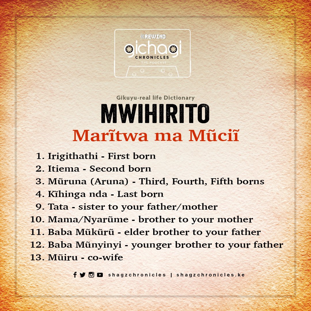 ShagzC's tweet photo. Names at home #mwihirito #firstborn #secondborn #thirdborn #fourthborn #fifthborn #sixthborn #seventhborn #lastborn #uncle #auntie #father #cowife #home #africanhome #shagzchronicles #gikuyudictionary https://t.co/IptMQD3JHJ