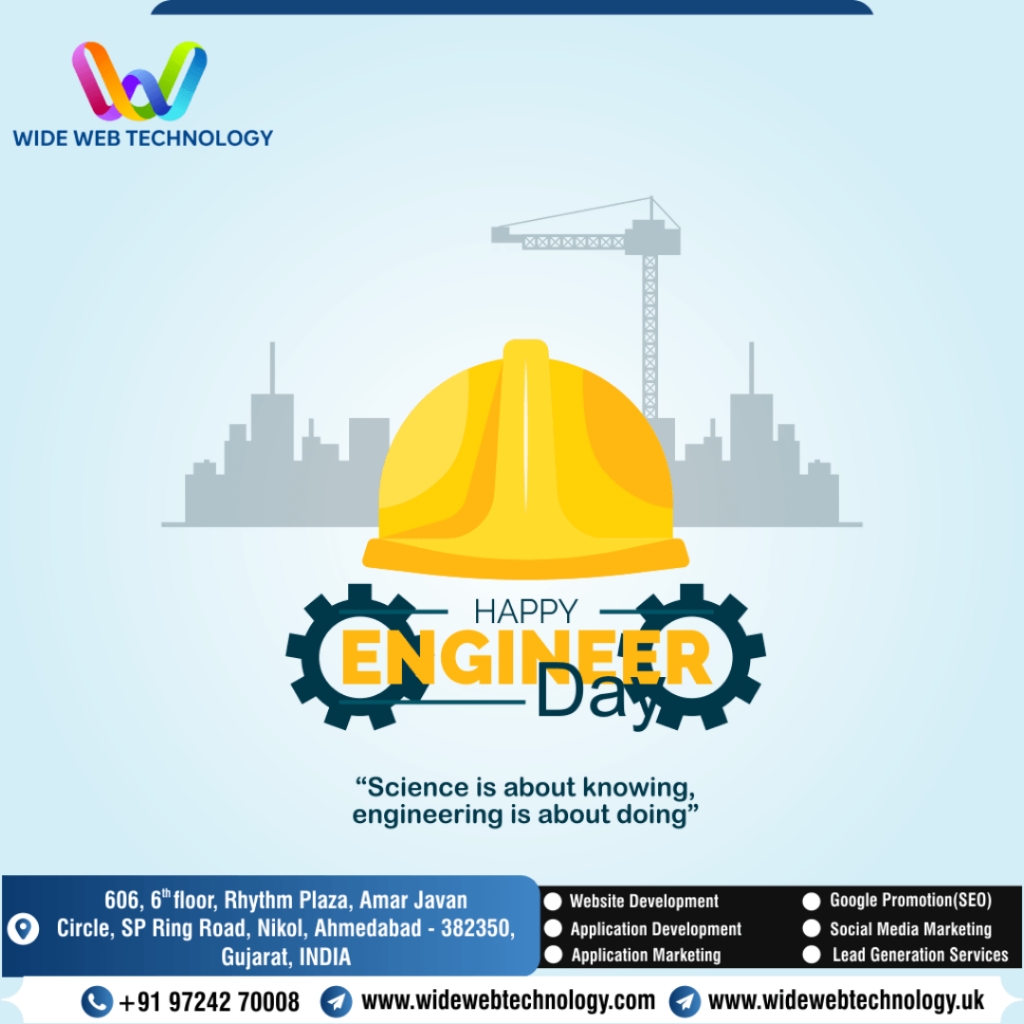widewebtechno's tweet photo. Greetings to the entire engineering fraternity on #EngineersDay, for playing a pivotal role in nation building through their vision, hardwork &amp; innovations. Elect an Engineer. Expect all-round Development.

#socialmediamaketing #wwt #Wideweb #widewebtechnology #vijaykotadiya https://t.co/ls7szhtmLk