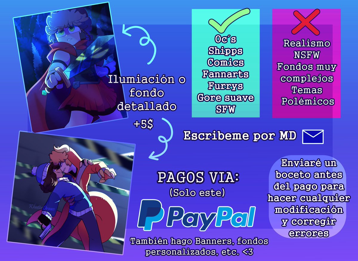 KhatteDraws's tweet image. ✨💙COMISIONES ABIERTAS💙✨
Cualquier duda háganmela saber en este tweet o por MD
Responderé lo más rápido que pueda *.✧
RT se agradece 💙✨