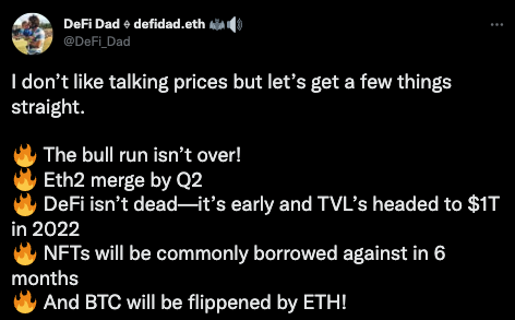 TheMergeTweets's tweet photo. 🐼🐼🐼

This tweet will live forever in the historic registry of @TheMergeTweets on the Ethereum blockchain

Token ID: XXXX
Tweet ID: 1472354996628955136
Author: @DeFi_Dad

The merge is coming⌛️

1 #FreeMint per wallet (Mint begins with the merge)

https://t.co/Ke48kl7kgF

🐼🐼🐼 https://t.co/3wrl5MOaS7