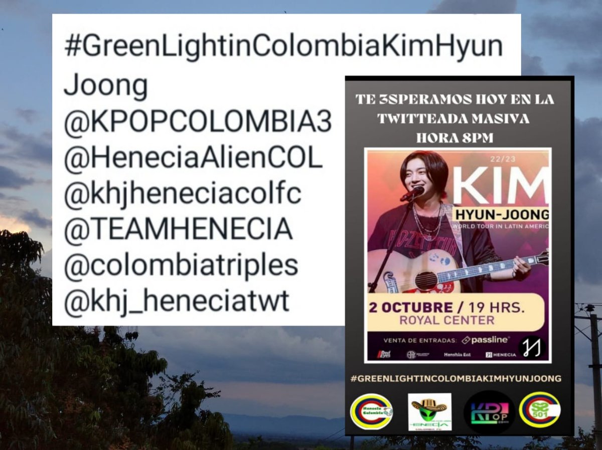 Aqua_hys's tweet photo. Kim Hyun Joong en Colombia 🇨🇴🇨🇴🇨🇴🇨🇴 02- octubre - 2022🥳🥳👏👏💚💚💚💚💚+💚
#GreenLightinColombiaKimHyunJoong 
@khj_heneciatwt 
@HeneciaAlienCOL 
@TEAMHENECIA 
@KPOPCOLOMBIA3 
@colombiatriples https://t.co/46ZXBeLn8W