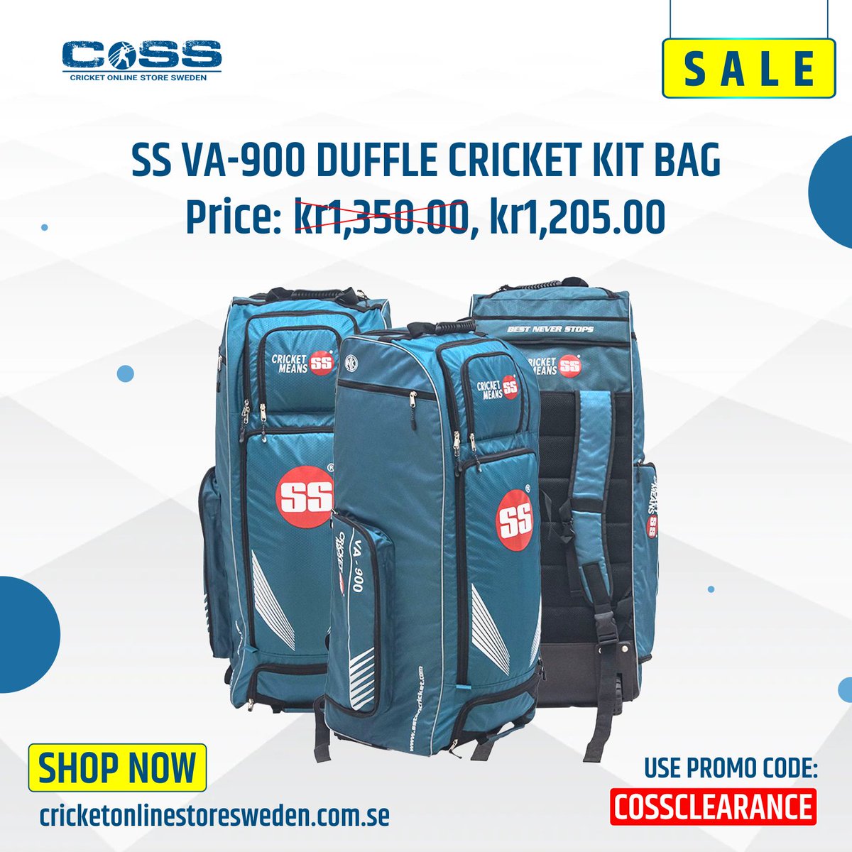 We are here with this #amazing😍 #cricket #carrybag🎒 made with high-quality Emboss Heavy Duty Fully Extra Padded Fabric. it gives you a #stylish look😎.
use the code: COSSCLEARANCE

Buy Now: cricketonlinestoresweden.com.se/product/ss-va-…

#cricketkitbags #kitbags #sportsbag #cricketonlinestore #Sweden