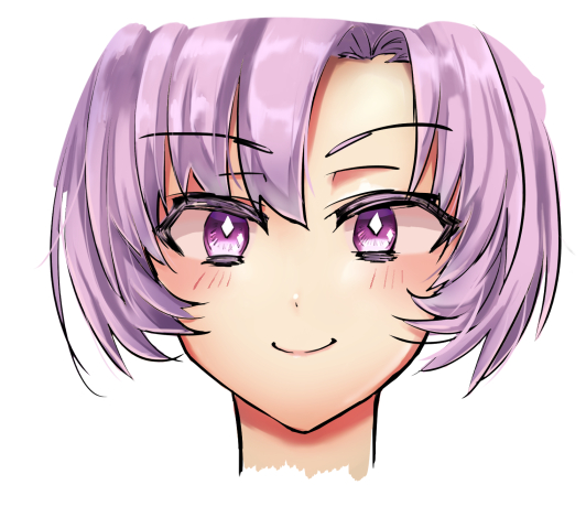 1girl solo smile purple eyes portrait looking at viewer purple hair  illustration images