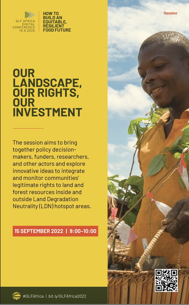 As the #RioConvention focused on land, the <a href="/UNCCD/">UN Land and Drought</a> acknowledges the need to ensure that restoration actions do not infringe on #landtenure rights. Our #GLFAfrica session starting now looks at rights perspectives in #landdegradationneutrality (LDN) actions. 
#Rights4Land <a href="/BMZ_Bund/">Bundesentwicklungsministerium</a>
