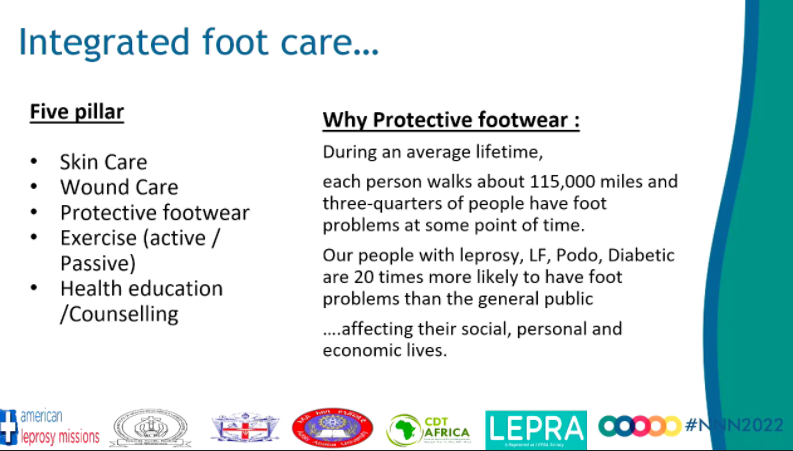 NTD_NGOs's tweet photo. At #NNN2022 W3.2 we learn how footcare is relevant to #DisabilityPrevention for #NTDs &amp; #Diabetes with opportunities to optimise resources, 📈 capacity, ultimately improving health &amp; psychosocial outcomes for patients while reducing costs related to complications. #BeatNTDs https://t.co/Qhx667rN4p