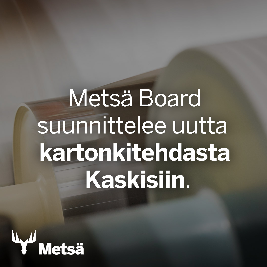Metsä Board käynnistää esisuunnittelun uudesta 800 000 tonnin taivekartonkitehtaasta Kaskisissa. Lähtökohtana fossiiliton tuotanto, materiaalitehokkuus ja uusiutuvien pakkausmateriaalien kysynnän kasvu.  
metsagroup.com/fi/uutiset-ja-… <a href="/MetsaBoard/">Metsä Board</a>