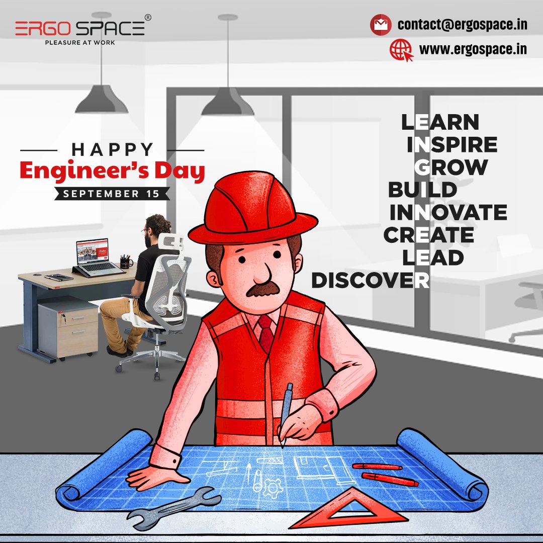 ergospaceindia's tweet photo. Happy Engineers Day to all the Engineers.
We salute the Real Creators of our #Innovative #Furniture designs who help work spaces to grow intuitively and inspire #PleasureAtWork. https://t.co/kwabHXDuMm