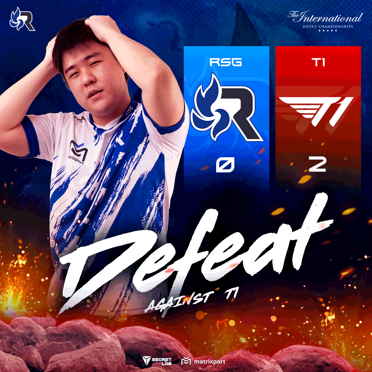 We're not done yet we still have Lower Bracket Matches, GGs to T1! 😭

#GGRSG #Dota2