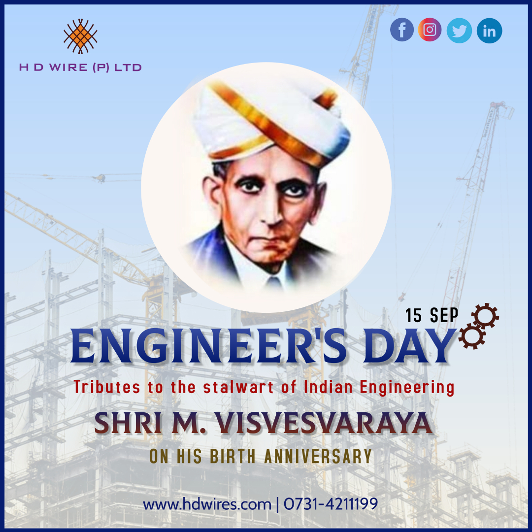 hdwires's tweet photo. Engineers are the pillars of development for a Nation. Wishing all engineers a very Happy #EngineersDay.
#HDWire #SteelWire #HappyEngineersDay #EngineersDay2022 #Engineers #Engineering #NewIndia #आधुनिक_भारत #AatmanirbharBharat #BirthAnniversary #MVisvesvaraya #BharatRatna https://t.co/u0HYC3Bmvj