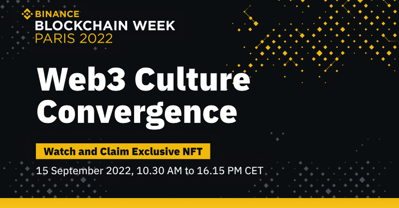 binance's tweet photo. Day 2 of #BinanceBlockchainWeek Paris is all about Web3!

Join us as we dive into endless discussions with some of Web3's most recognizable faces. Tune-in through #Binance Live below.