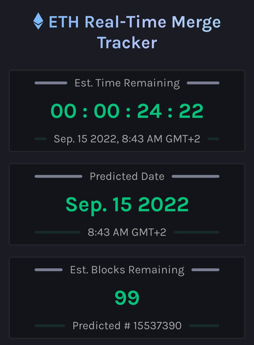 Encore 24min et 99 blocks à miner avec #TheMerge