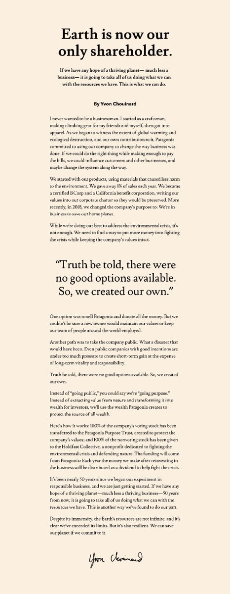“Earth is now our only shareholder” <a href="/patagonia/">Patagonia</a> 🫶🏻🌎