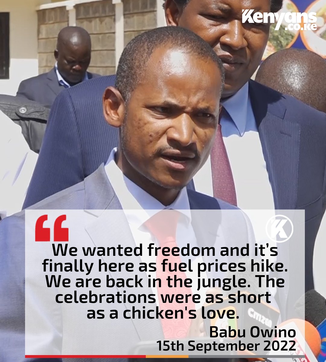 Kenyans's tweet photo. We wanted freedom and it’s finally here as fuel prices hike - Babu Owino https://t.co/16sQlCmTX6
