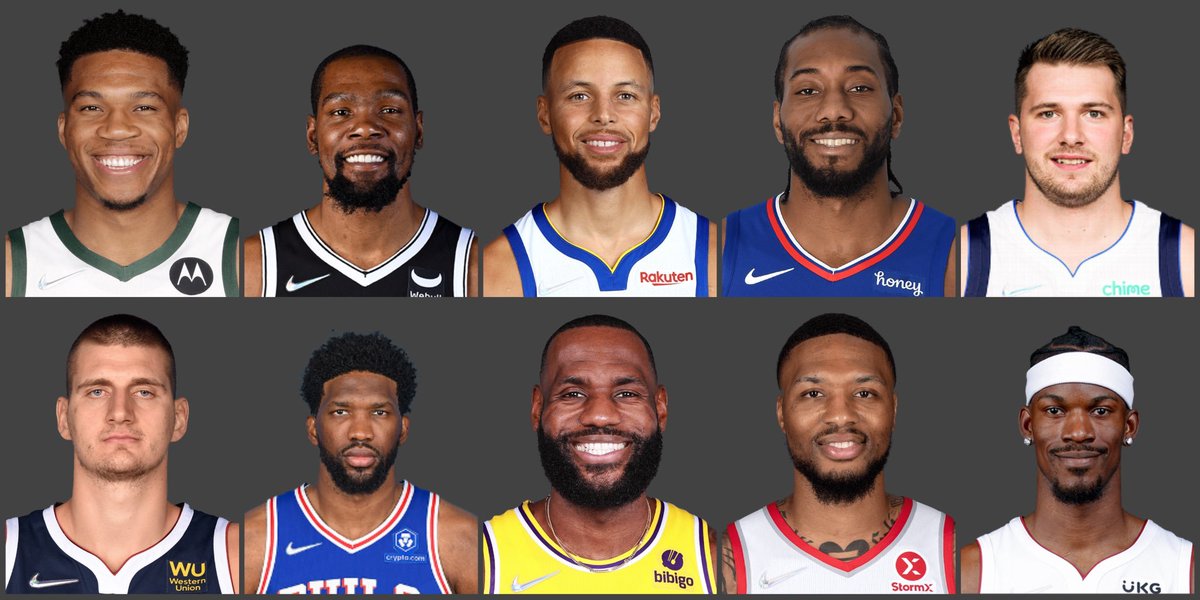 Who wins this 5-on-5? 

𝐑𝐓 ➡️ Giannis, KD, Steph Curry, Kawhi, Luka Doncic

𝐋𝐢𝐤𝐞 ➡️ Jokic, Embiid, LeBron, Lillard, Jimmy Butler