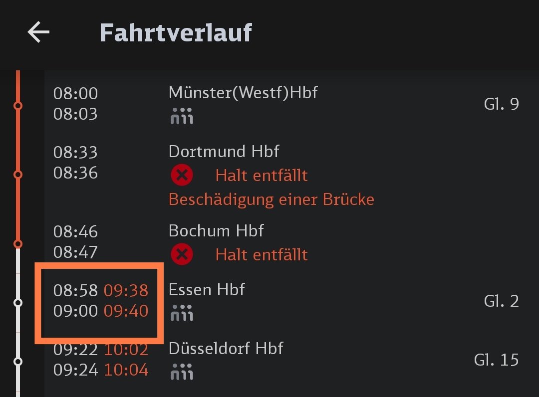sagwitz's tweet photo. Schade, es hätte ja pünktlich klappen können. Wie gut, dass der Halt nicht auch noch in Essen ausfällt. https://t.co/gGxIsrkzkA