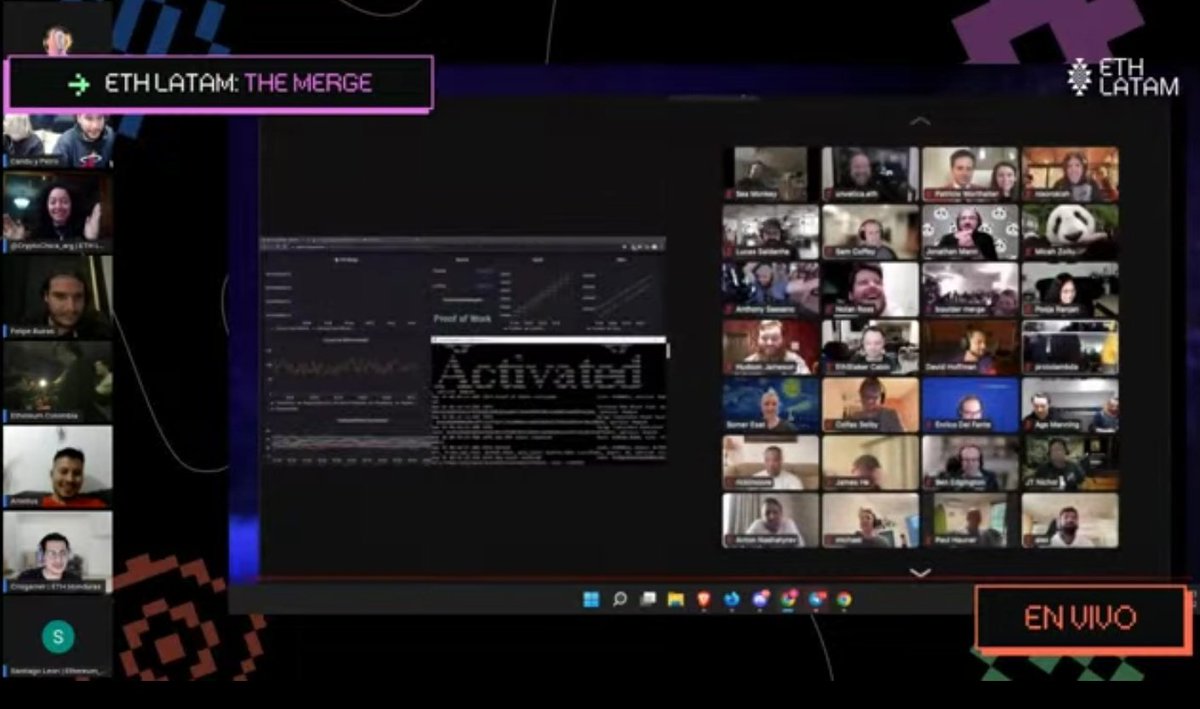 _LeMinion_'s tweet photo. Podรฉs creer que me comรญ mรกs de 7hs de streaming para ver el panda en la activaciรณn de merge.. y solo pude capturar esto?? Garrรณn.. pero gracias @ethlatam la pasรฉ de 10 con el #poapart y la buena onda de ustedes!!
Avisen para el sorteo del NFT, no cuelguen. https://t.co/nhRhmntuJV