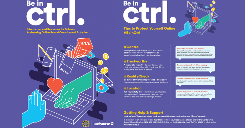 Webwise_Ireland's tweet photo. ⚠️ No regrets - anything you send to someone, post online or do over a webcam can be saved/recorded without your knowledge.
📗The free Be in Ctrl resource supports schools addressing the issue of online sexual coercion and extortion.
#BeInCtrl #SPHE #Edchatie