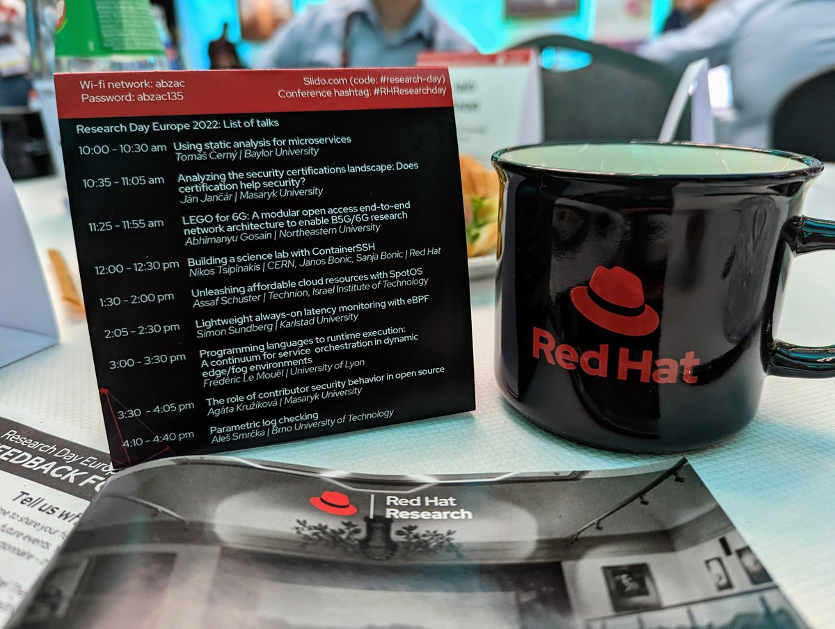 We're here at the #RHResearchDay in Brno! Great to hear about the amazing work that's going on between Red Hat and academia