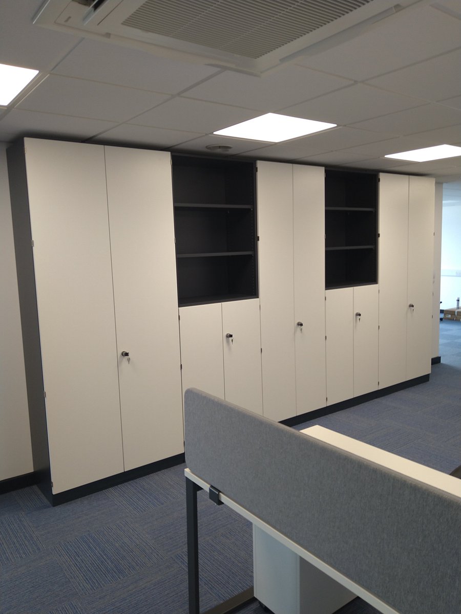 AerofoilDesign's tweet photo. These storage walls are one of our most popular products.
This one was designed with the customer &amp; contains high &amp; low storage, and open shelving. The slate carcass and white doors match the rest of the office perfectly.
#officestorage #office https://t.co/RXEu9ijZlo