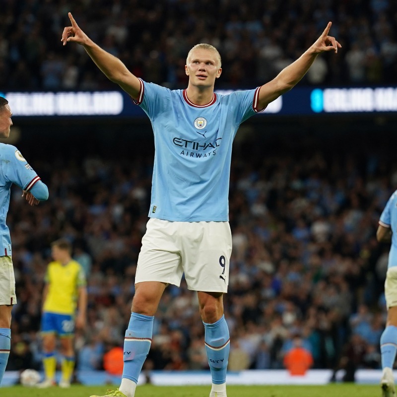 SkySportsPL's tweet photo. Erling Haaland would finish the season on 102 goals in all club competitions if he sustains his strike-rate, game time and reaches all finals ⚽