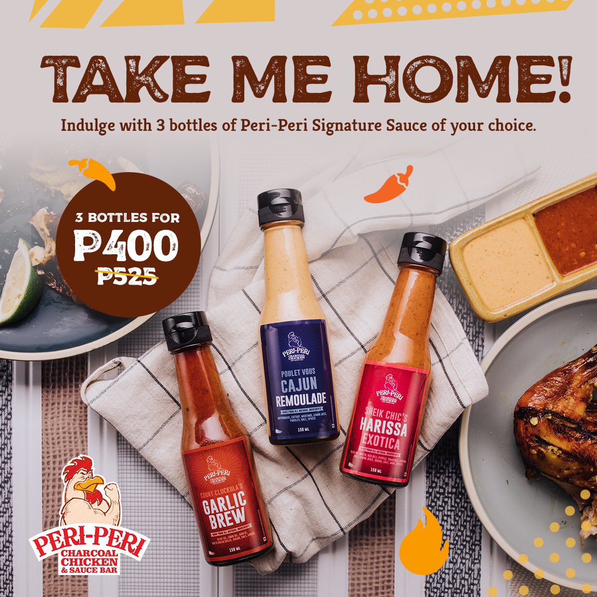 pericharcoalph's tweet photo. Spice things up at home 💥
Mix and match any of our 8 signature sauces to boost your dishes flavor 😍
#PeriPeriSignatureSauces
💙 Cajun Remoulade
💜 Hoisin Sesame
🧡 Sweet Soy
💛 Garlic Brew
🤍 Spiced Vinegar
🤎 Mesquite BBQ
💚 Chili Peppa
❤️ Harissa Exotica https://t.co/UIbXsKGvrb