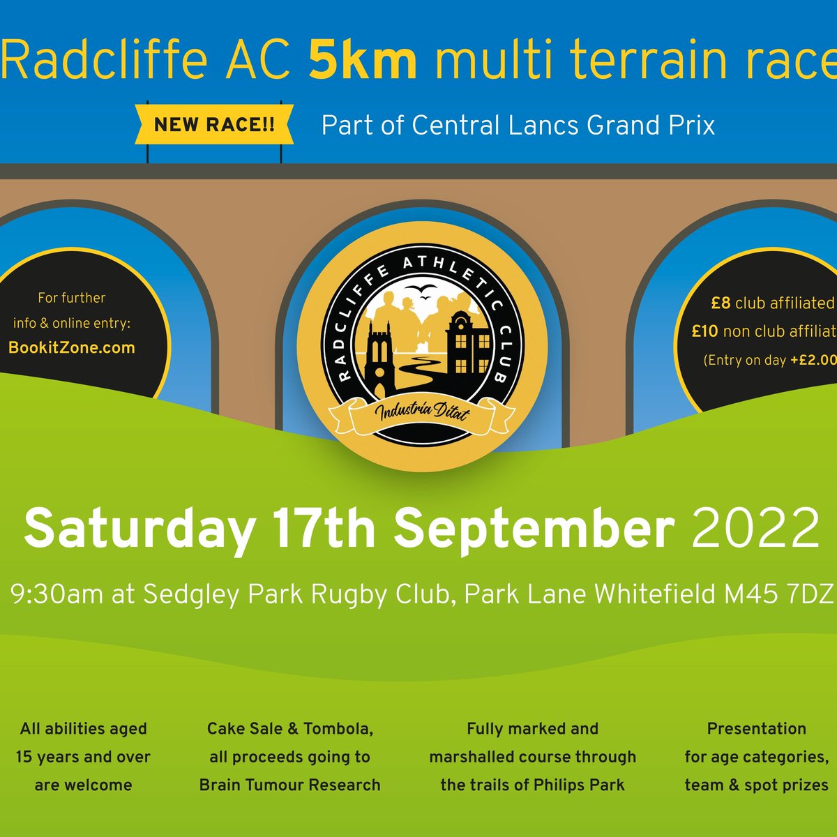 💪The Radcliffe 5k is this Saturday! Why not come and give it a try? 🏃🏃‍♀️ The Bury Running Festival has been postponed so don't waste that training and push yourself on our 5k route and raise funds for <a href="/braintumourrsch/">Brain Tumour Research</a> at the same time 🥇 💛🖤💛🖤bookitzone.com/donna_cartwrig…