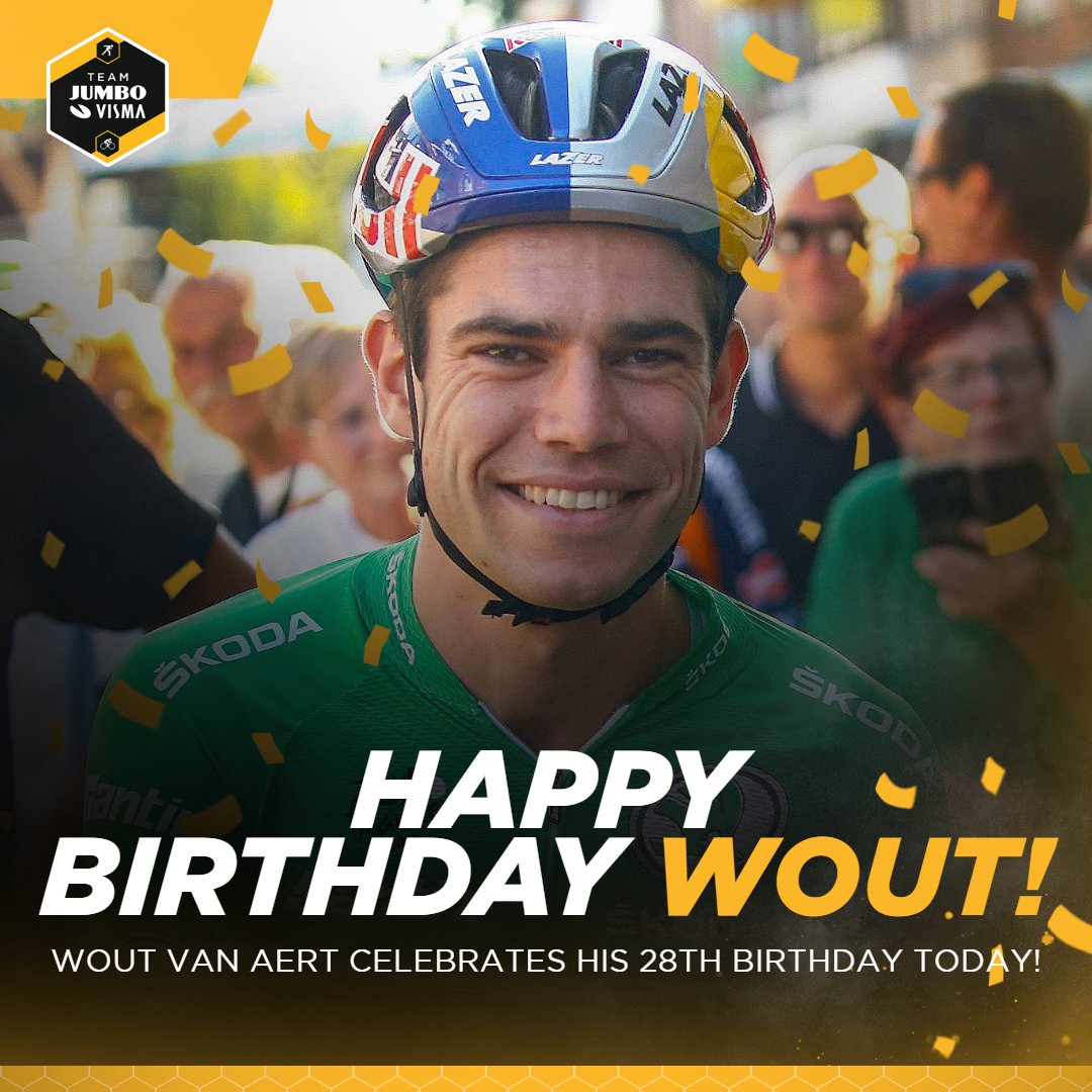 🥳 Party time! Wout turned 28 today! 

🍾 Cheers, <a href="/WoutvanAert/">Wout van Aert</a>!