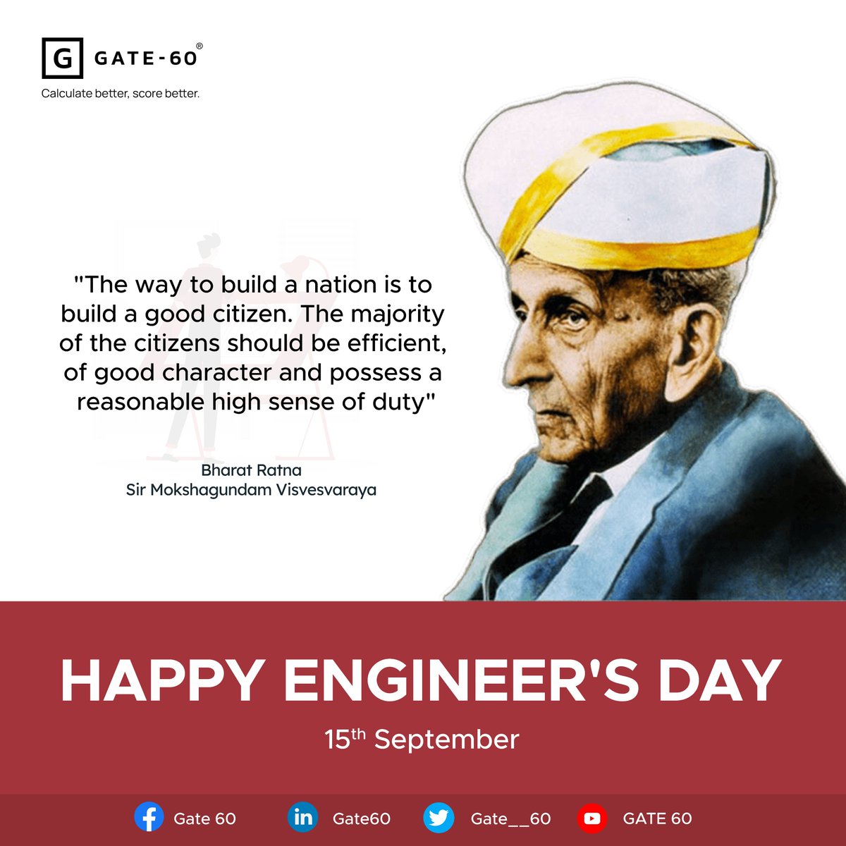 Gate__60's tweet photo. Happy Engineer’s Day to all the Engineers. We salute your great ideas and innovations that have truly changed our lives.

#gate60 #gate2023 #gateexam https://t.co/TLUeNYY9Zv