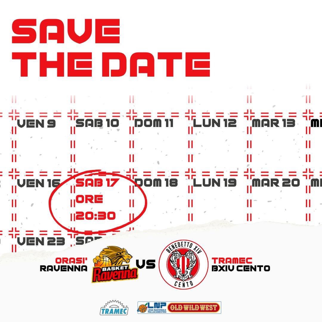 𝐂𝐄𝐑𝐂𝐇𝐈𝐀𝐓𝐄 𝐋𝐀 𝐃𝐀𝐓𝐀 𝐒𝐔𝐋 𝐂𝐀𝐋𝐄𝐍𝐃𝐀𝐑𝐈𝐎!
📆 Altra trasferta per la Tramec Cento: Sabato 17 Settembre (ore 20:30) al PalaCosta sfideremo Ravenna nell'ultima partita del girone di Supercoppa LNP!

#PiùCheBenedetto | #BenedettoXIV | #SupercoppaLNP | #Tramec
