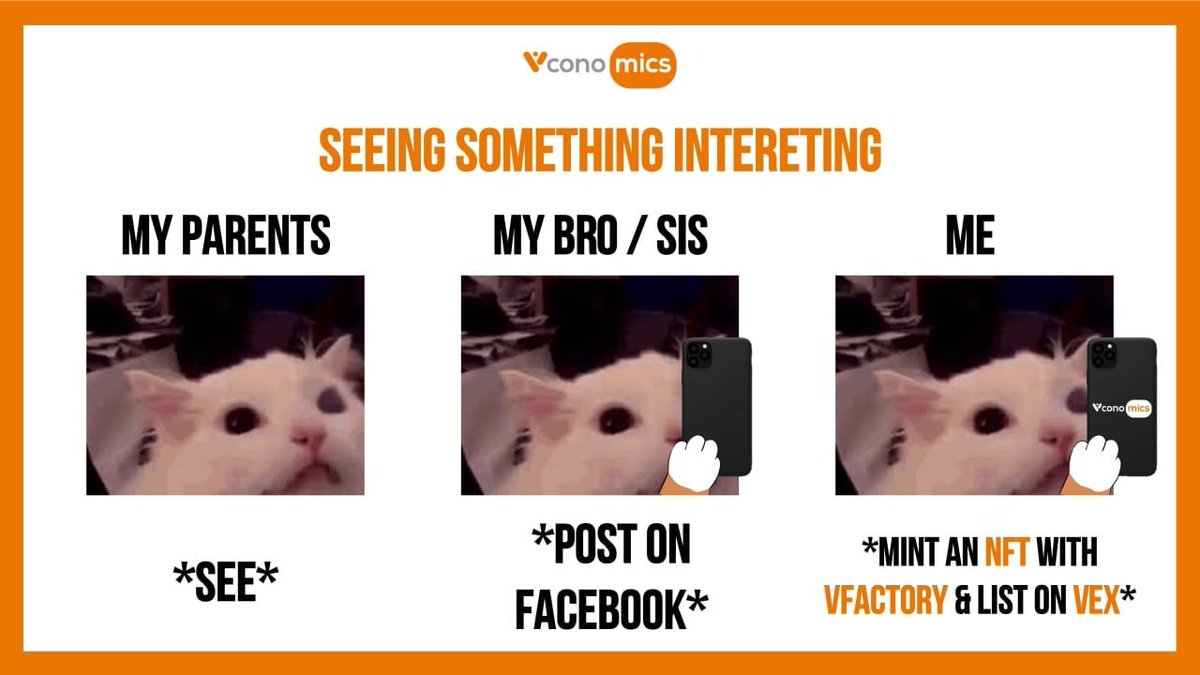 Vconomicsio's tweet photo. Different generations have different ways to react... 😂
🤩 Explore #Vconomics hot features
#Vfactory https://t.co/LgPsY5jg4q
#Vex
https://t.co/o6na64idKA
👉DOWNLOAD at https://t.co/62gUU44pHj to mint your own NFTs easily! https://t.co/XJhgDtJJsz
