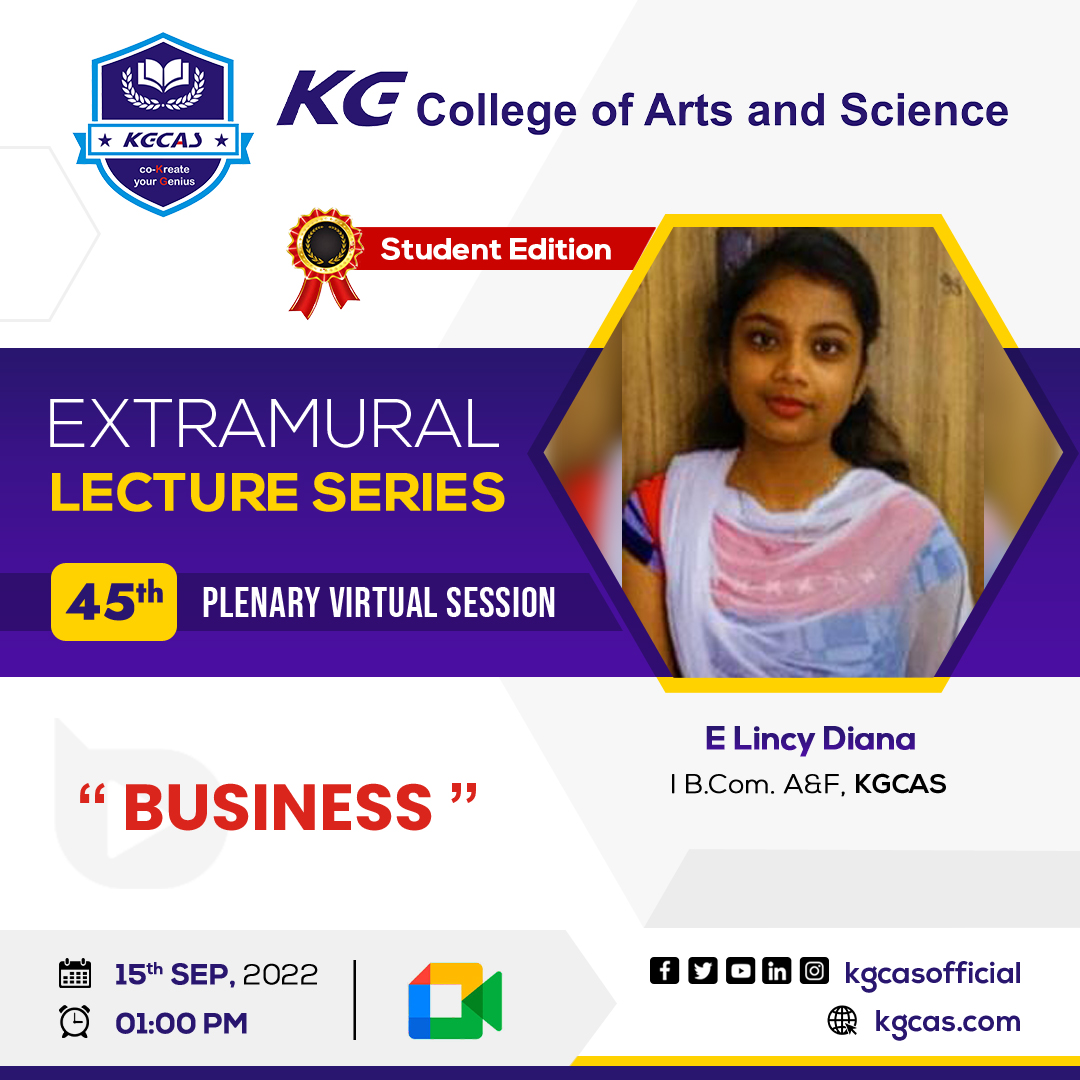 kgcascollege's tweet photo. #Extramural Lecture Series – #StudentEdition Lecture 45
The next participant in the series of the plenary virtual session is Ms. E Lincy Diana, I https://t.co/ov7S0o8zHR A&F. She will talk about “Business”
#KGCAS #KGiSL_LectureSeries #Commerce #Business #Coimbatore https://t.co/D5XAQqCJ7c