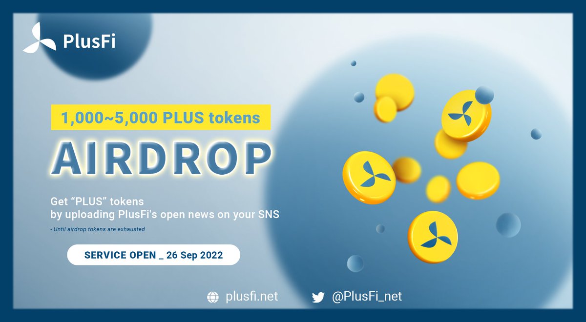 AirDrop Event - Social Share (Twitter, Facebook, Instagram)
 - Write a feed - 5000 PLUS
 - Like, Share - 1000 PLUS

You can participate in the event at ‘plusfi.net'

#PlusFi #AERGO #DeFi #Airdrop