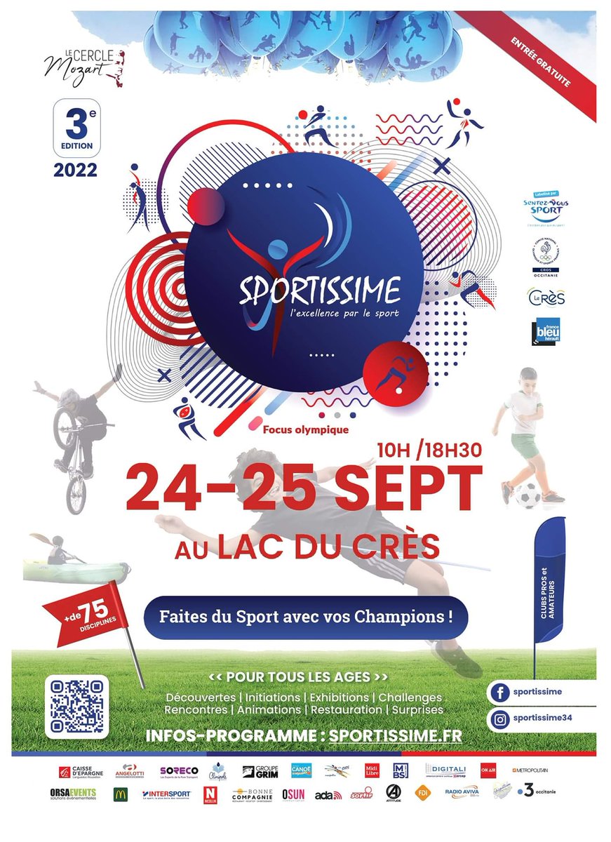 groupegrim's tweet photo. Groupe Grim est toujours l'heureux partenaire de cette nouvelle édition du Sportissime le 24 et 25 au Lac du Crès. 🥰
Nous vous attendons nombreux, au programme une multitude de sport à essayer🏓, et des cadeaux à gagner...🎁 https://t.co/DghB6xBFPY