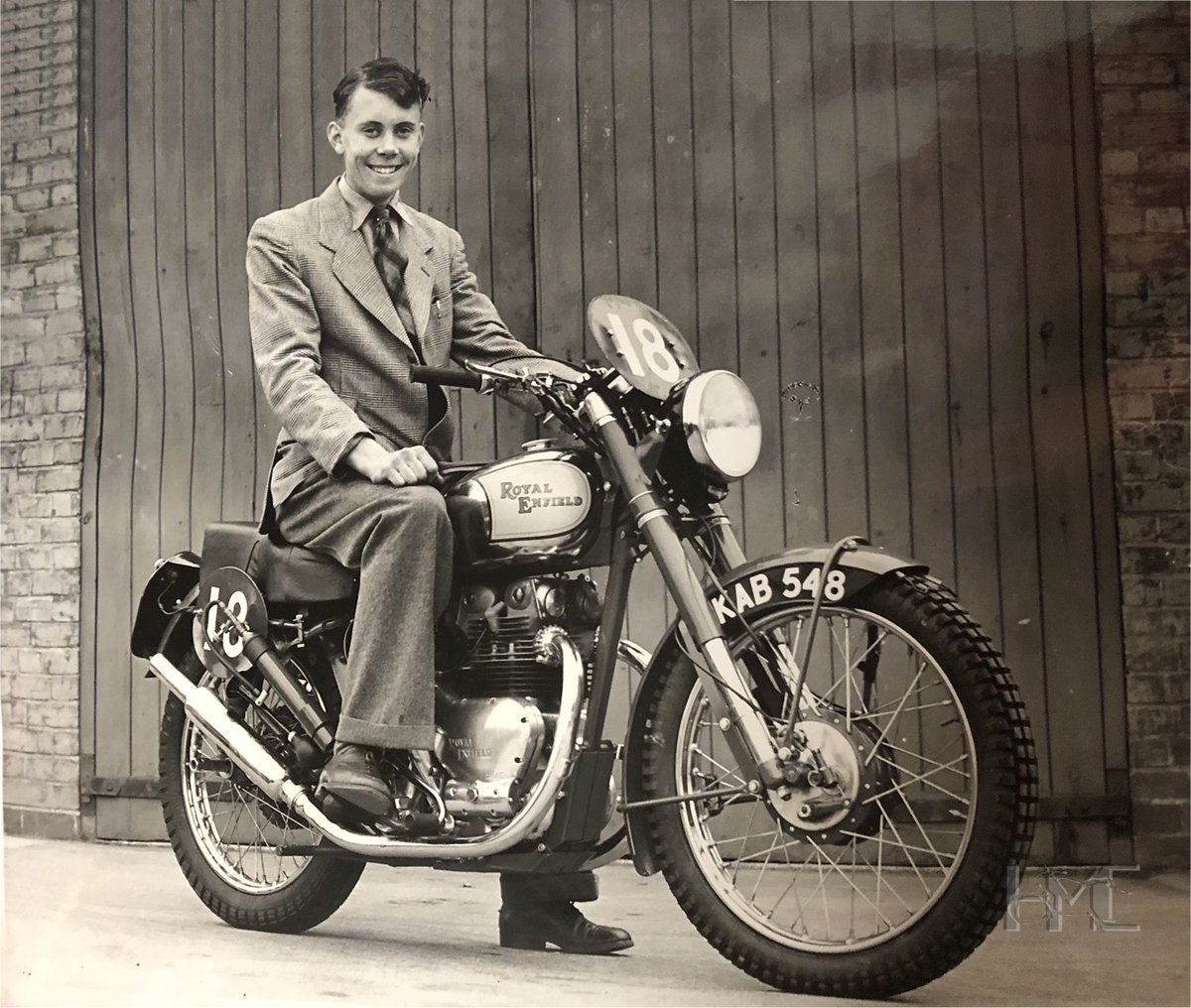 Johnny Brittain looking very dapper aboard a #Redditch factory works bike. #royalenfield #endurobike #royalenfieldbullet #trailsbike #bullet #riding #trials #ISDT #enduro #twin #meteor #offroad #dapper #1950s #motorcycle #classicmotorcycle #supermeteor #interceptor #offroad #bike
