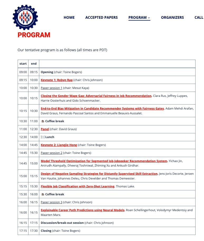 RecSysHR's tweet photo. We have published the pre-prints of the accepted papers at our workshop! Linked for your convenience at https://t.co/k5sYROp5Bl and in our (preliminary) program: https://t.co/WeoUoJsIgp. 

Hope to see you next week at #RecSys2022! @ACMRecSys https://t.co/qECZiMBuqf