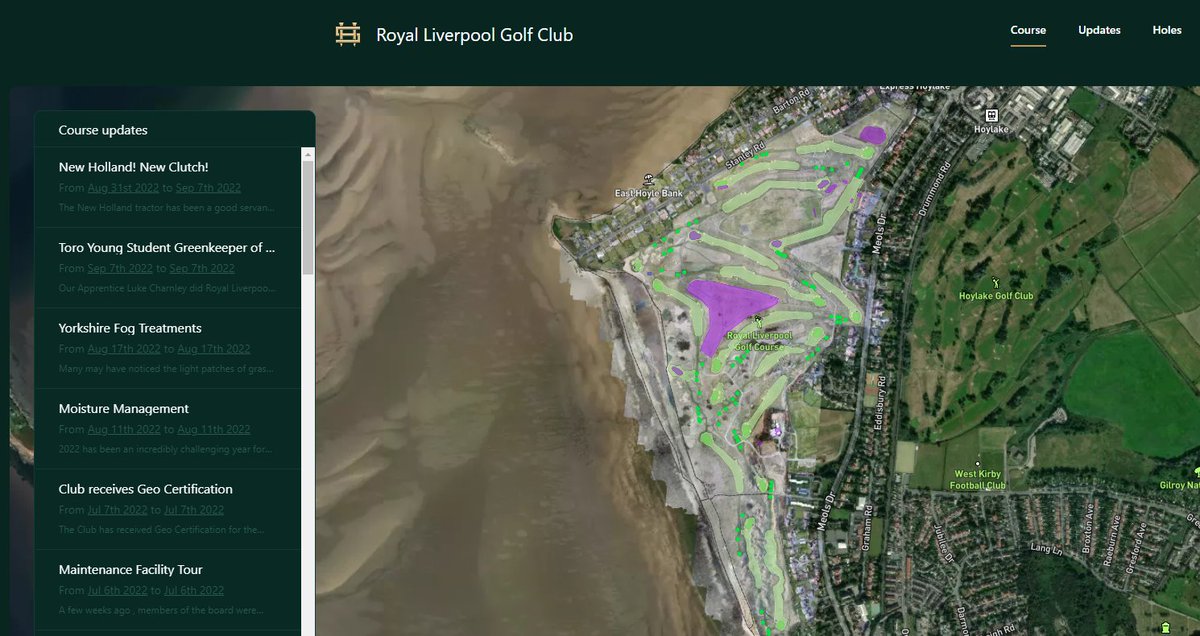 JamesBledge's tweet photo. For 9 years at RCP I kept a Blog for members information, when joining Royal Liverpool I wanted to step it up. @ShorehillGolf have a wonderful portal where entries can be shown on an up to date drone map. Hover the cursor and see what we have been up to! https://t.co/cAjcdv1zXX https://t.co/amSgJlLoic