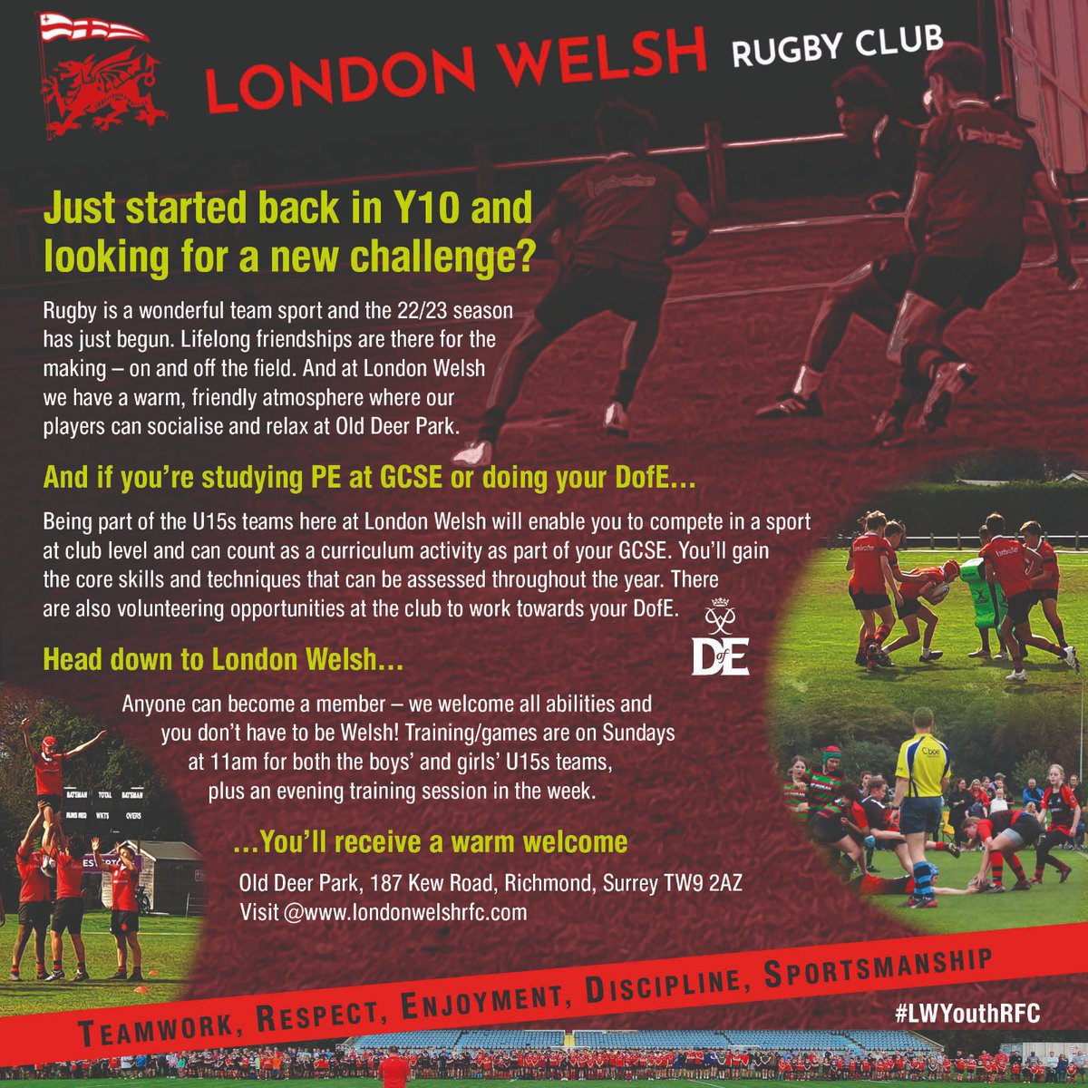 Our U15s girl and boys  teams (Y10) would like to welcome new players for the 22/23 season. This is your chance to become part of a great team. Come on down to the Old Deer Park Sundays 11am. Shouting out to schools in the area - please forward to PE depts and/or retweet.