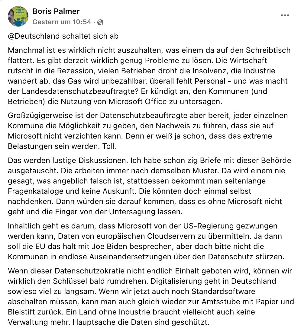 Große Liebe für dieses Statement (auf Facebook) 💯 #Datenschutz