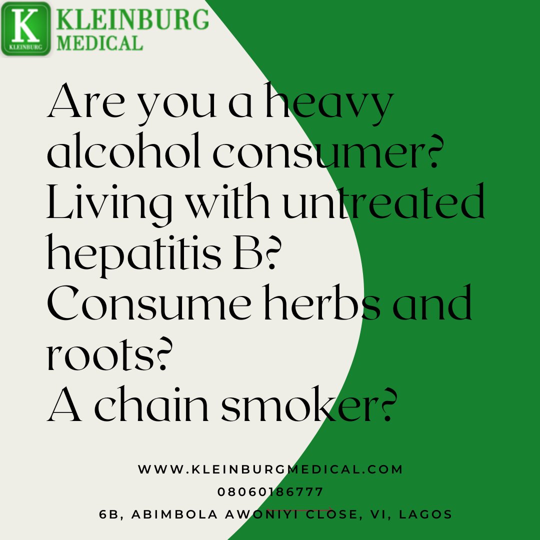 KleinburgHosp's tweet photo. Do you fall into 1 or any of the 4 categories, then you are a walking time bomb waiting to explode.
Doing any of these is you punishing your liver and it'll definitely get back at you soon.
Best way to rectify this is to do a liver check to know the state of your liver.
DM now https://t.co/qWhIDkDtc1