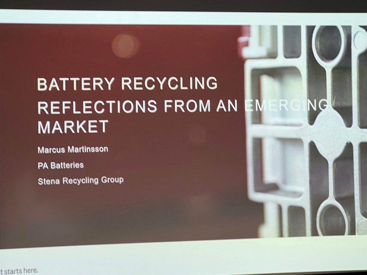 Recycling of Lithium Ion batteries – reflections from a developing market
Markus Martinsson, Product Area Manager Batteries, Stena Recycling group

#CircMatConf