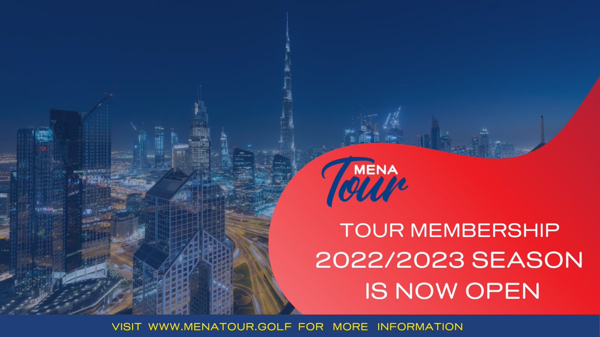 Tour Membership 2022/2023 for MENA TOUR is now OPEN. Visit menatour.golf for more information... #menatour #tour #2022