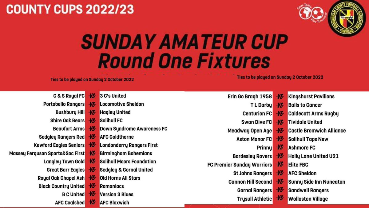 Caldecott Arms F.C (@caldecottarmsfc) on Twitter photo π Birmingham Sunday Amateur County Cup 22/23
ποΈSunday 2nd October 2022
π Centurion FC (Oakbourne & Coronation League Div 3)
Venue & Kick-Off TBAβ³
<a href="/BirminghamFA/">Birmingham County FA</a>
#upthecalde #sundayleaguefootball #countycup #bcfa #rdsfl #westmidlands #grassrootsfootball π Birmingham Sunday Amateur County Cup 22/23
ποΈSunday 2nd October 2022
π Centurion FC (Oakbourne & Coronation League Div 3)
Venue & Kick-Off TBAβ³
<a href="/BirminghamFA/">Birmingham County FA</a>
#upthecalde #sundayleaguefootball #countycup #bcfa #rdsfl #westmidlands #grassrootsfootball
