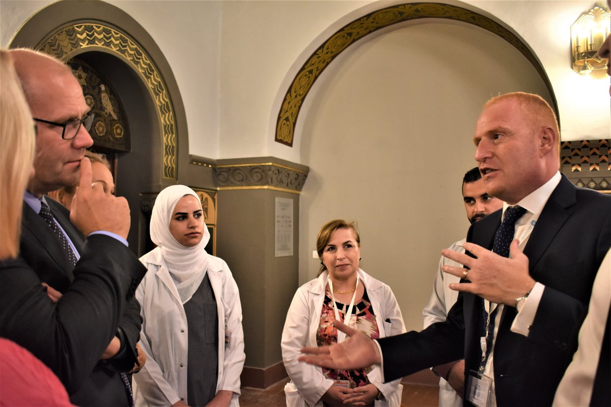 AVHospital's tweet photo. A high-level delegation from the Norwegian Parliament visited Augusta Victoria Hospital as part of a broader visit to the region. AVH CEO Dr. Fadi Alatrash, LWF representative Sieglinde Weinbrenner and part of the hospital staff welcomed the delegation. https://t.co/k1QEt6Inje