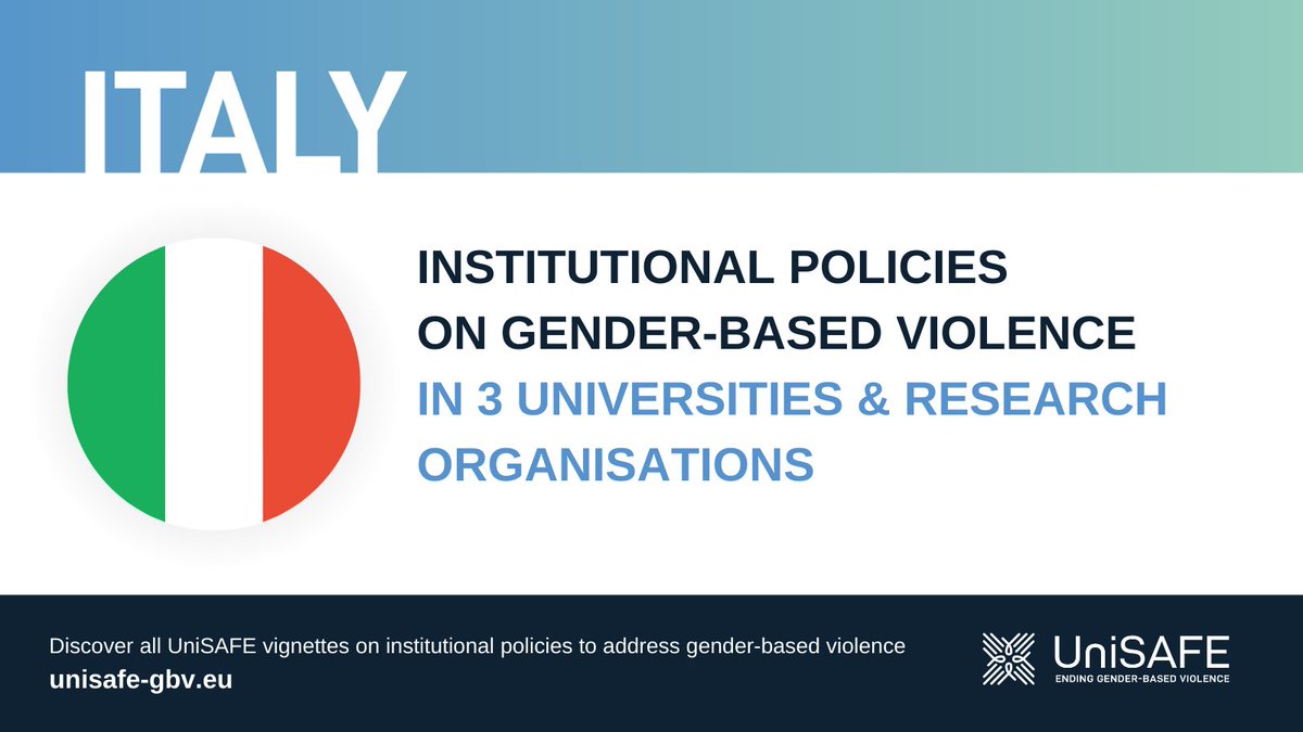 [1/7] Does 🇮🇹 address #GBV in #academia in its laws & policies? 👉YES ✅ The Code of Equal Opportunities requires #HEIs to adopt Codes of Conduct addressing #sexualharassment & to set up a #protection mechanism with the figure of a confidential counsellor. unisafe-gbv.eu/european-vigne…