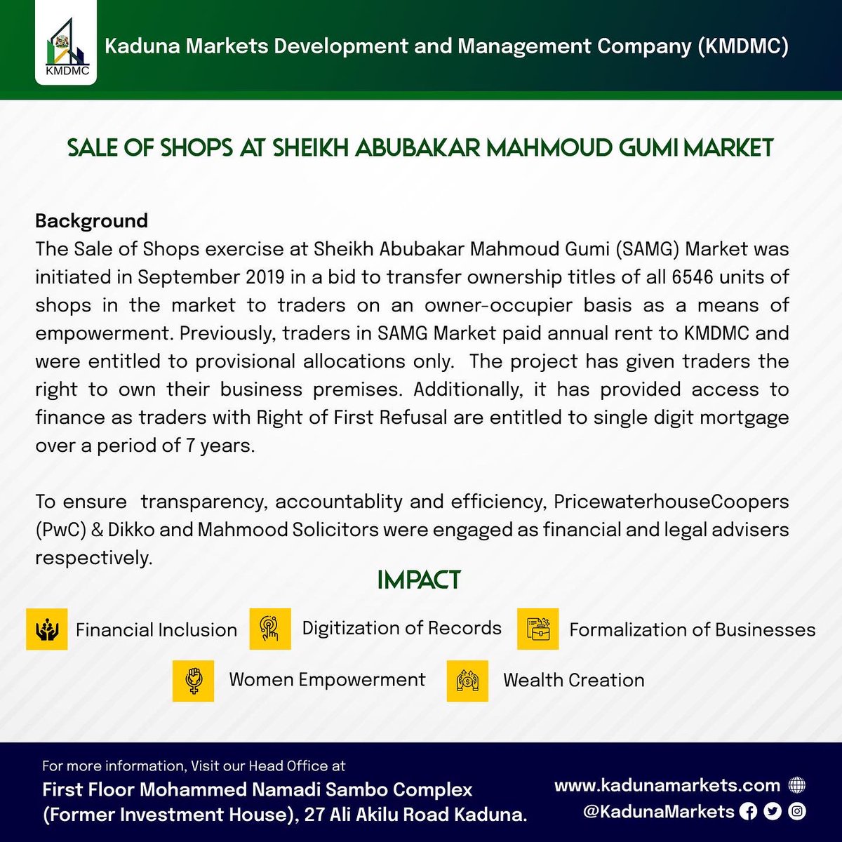 Better_Kaduna's tweet photo. KADUNA UPDATE:@KadunaMarkets provides update on SALE OF SHOPS at Sheik Gumi Market
The project is aimed at ensuring traders in Kaduna own their shops with Title document.The actual traders are now owners of their respective shops courtesy of KDSG under Gov @elrufai
#ShopsForAll https://t.co/xk7nMQPKag