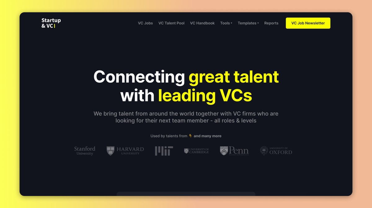 Maximilian Fleitmann (@maxfleit) on Twitter photo With <a href="/startupandvc/">startupandvc</a> we facilitated over 30k+ job applications in the last year.
Now it's time to go the next step and directly connect talent & VCs through our talent pool.
startupandvc.com/vc-talent-pool With <a href="/startupandvc/">startupandvc</a> we facilitated over 30k+ job applications in the last year.
Now it's time to go the next step and directly connect talent & VCs through our talent pool.
startupandvc.com/vc-talent-pool