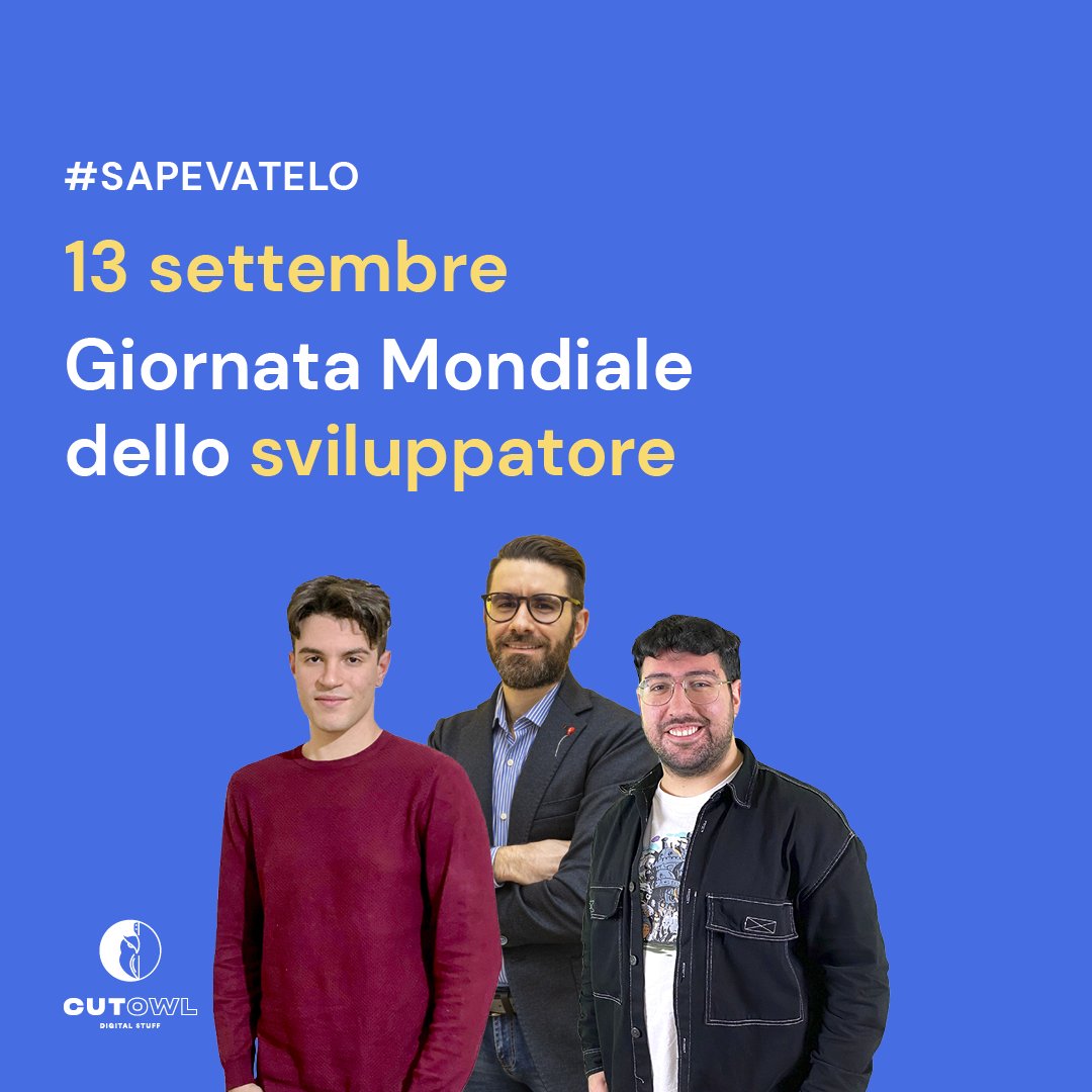 cutowl_srl's tweet image. In occasione della giornata mondiale dello sviluppatore @giuliouzzi @giuliogulizia @gabriele4me vi racconteranno della loro passione per l’informatica #worldprogrammersday #giornatamondialedelprogrammatore #coding #digital #people #hr @QodeInteractive cutowl.com/2022/09/15/13-…
